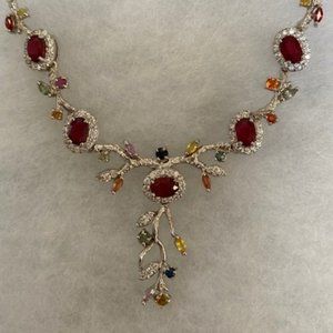 🌸🌟2 X HOST PICK 🌸🌟 NWT GENUINE Tourmaline 14K Gold & Silver Necklace 21 $795